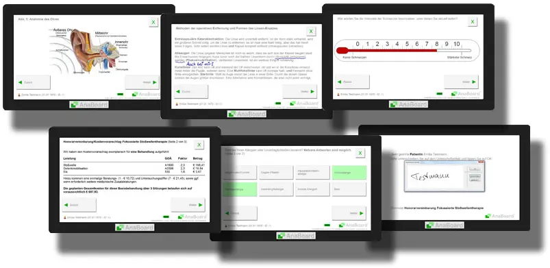 Digitale, papierlose Arztpraxis: AnaBoard Beispiel Benutzeroberfl&auml;che